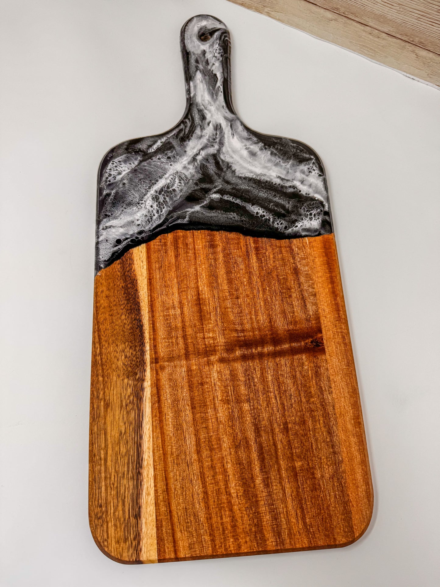 Black & White Mica Marble Charcuterie Board - 17x7 (0.5" Thick) (C)