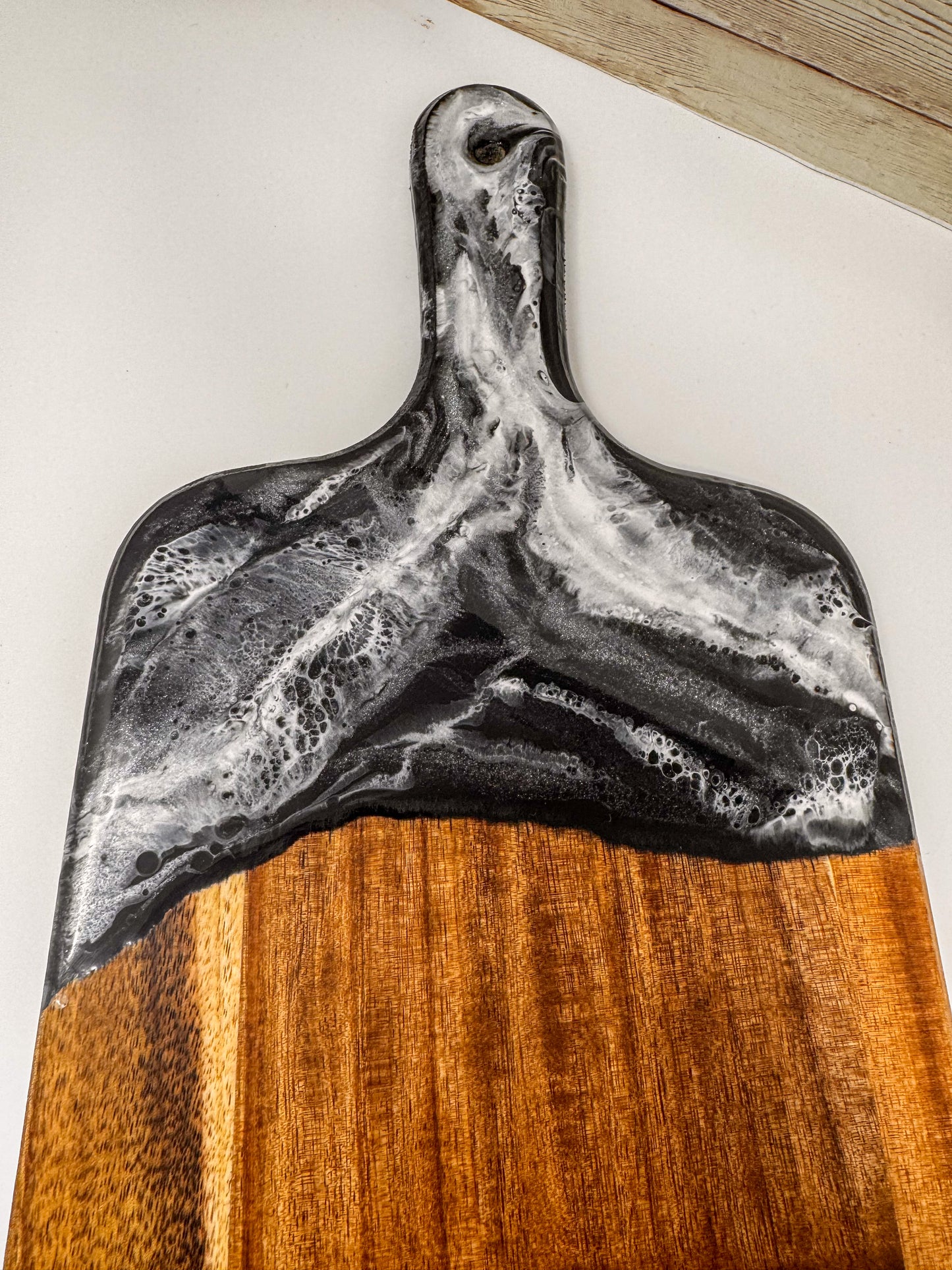 Black & White Mica Marble Charcuterie Board - 17x7 (0.5" Thick) (C)