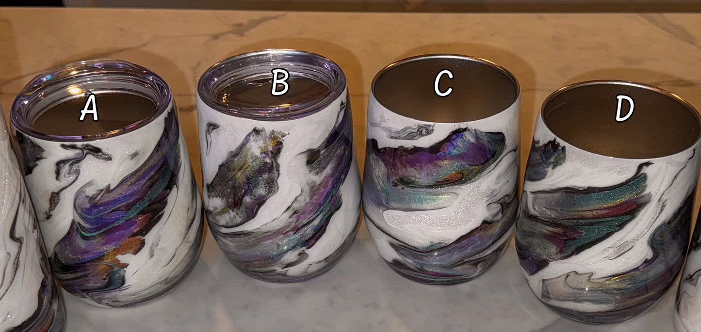 Abalone Mica Marble Wine Glass (12 oz) - Double Wall Steel (A)