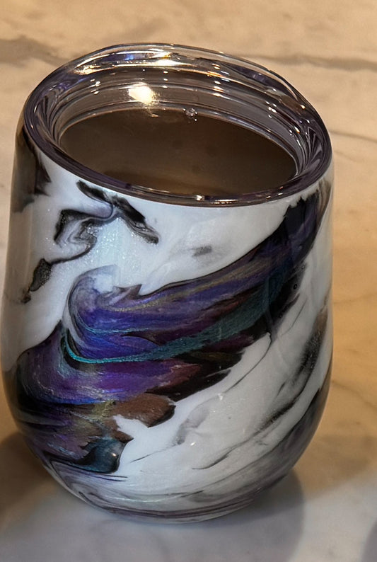 Abalone Mica Marble Wine Glass (12 oz) - Double Wall Steel (A)