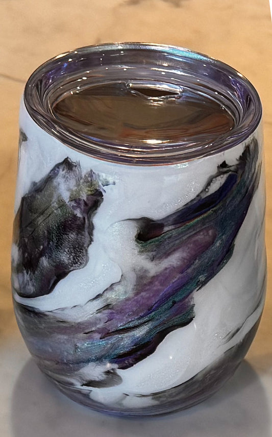 Abalone Mica Marble Wine Glass (12 oz) - Double Wall Steel (B)