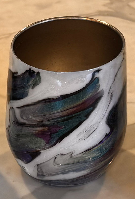 Abalone Mica Marble Wine Glass (12 oz) - Double Wall Steel (D)