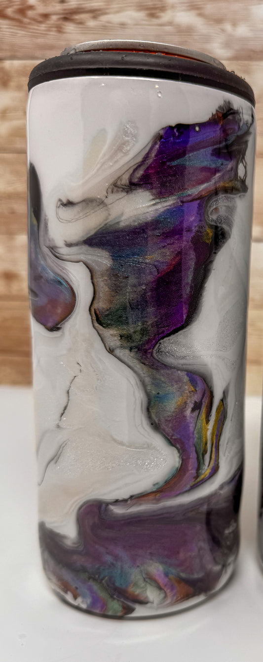 Abalone Mica Marble Cup & Skinny Can Koozie (12 oz) - Double Wall Steel (A)