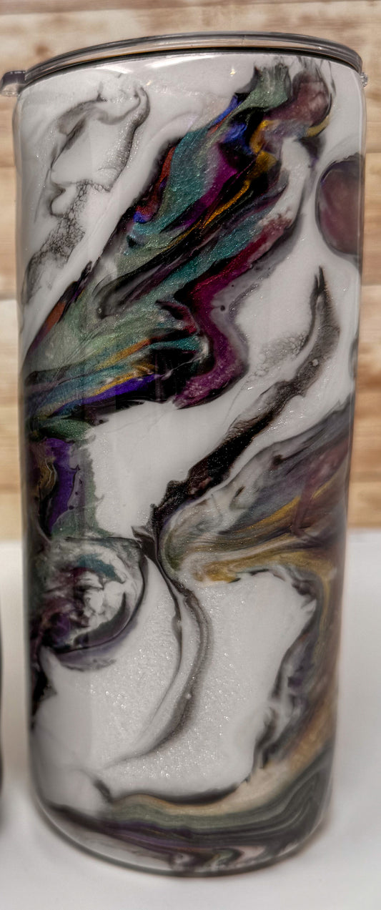Abalone Mica Marble Cup & Skinny Can Koozie (12 oz) - Double Wall Steel (B)