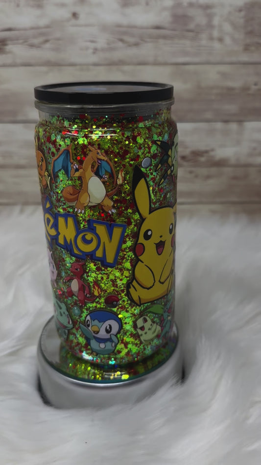 Pokemon - Red/Yellow Glitter - Snow Globe Cup - 12 oz Acrylic