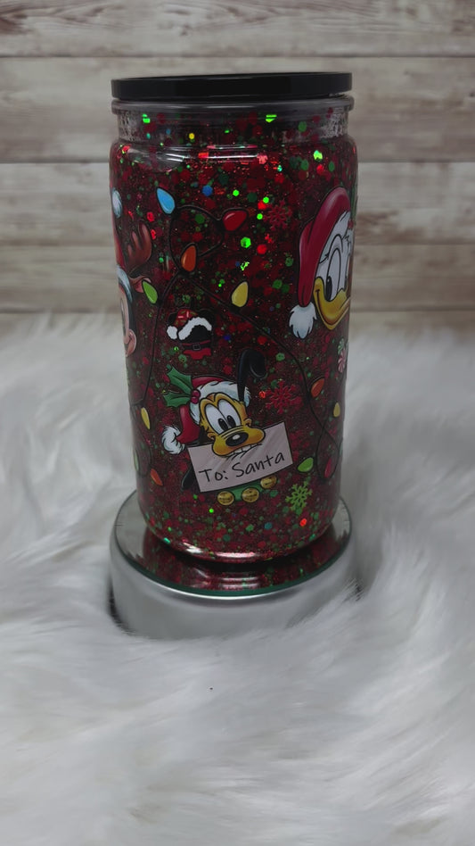 Mouse & Friends Christmas Lights - Snow Globe Cup - 12 oz Acrylic