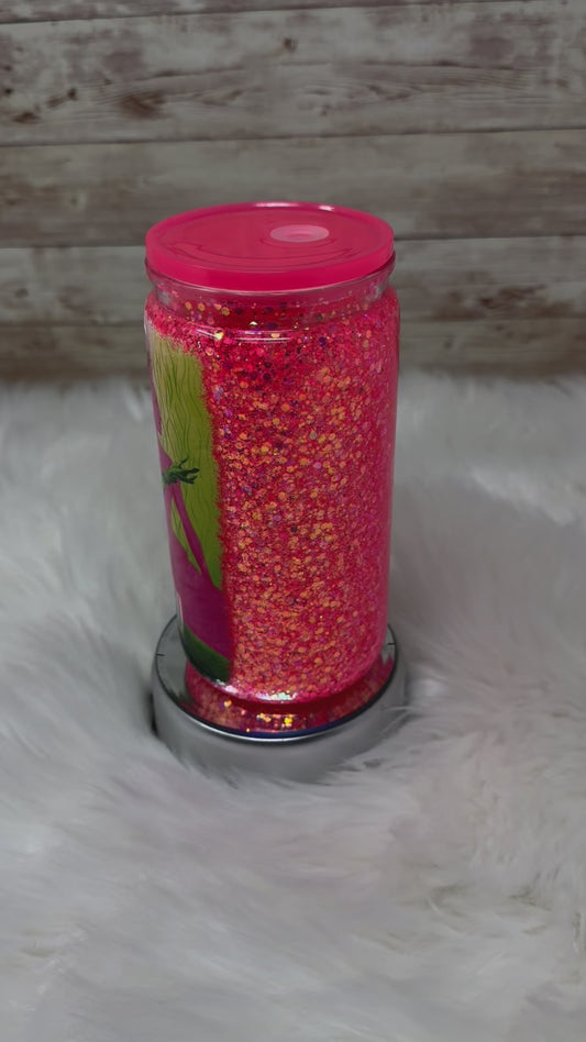 Wicked - Pink Glitter - Snow Globe Cup - 12 oz Acrylic